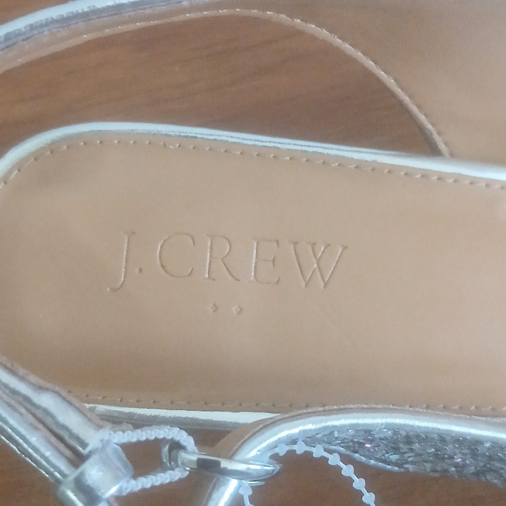 J.Crew Sparkle Glitter Silver Slingback Flats SZ 7M. New Without Box - Picture 4 of 6